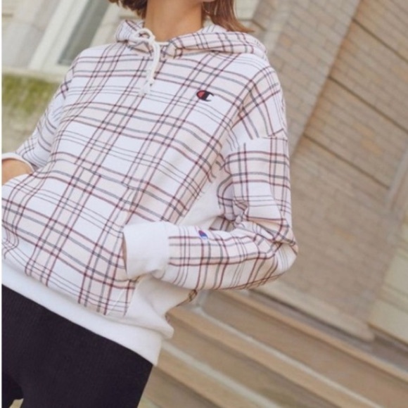 Champion UO Exclusive Plaid Hoodie Sweatshirt Women’s XS Reverse Weave - Picture 1 of 16